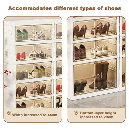 Meuble à chaussures empilable avec portes et roulettes 6 niveaux, 12 paires Idéal pour les couloirs, les salons et les dressings