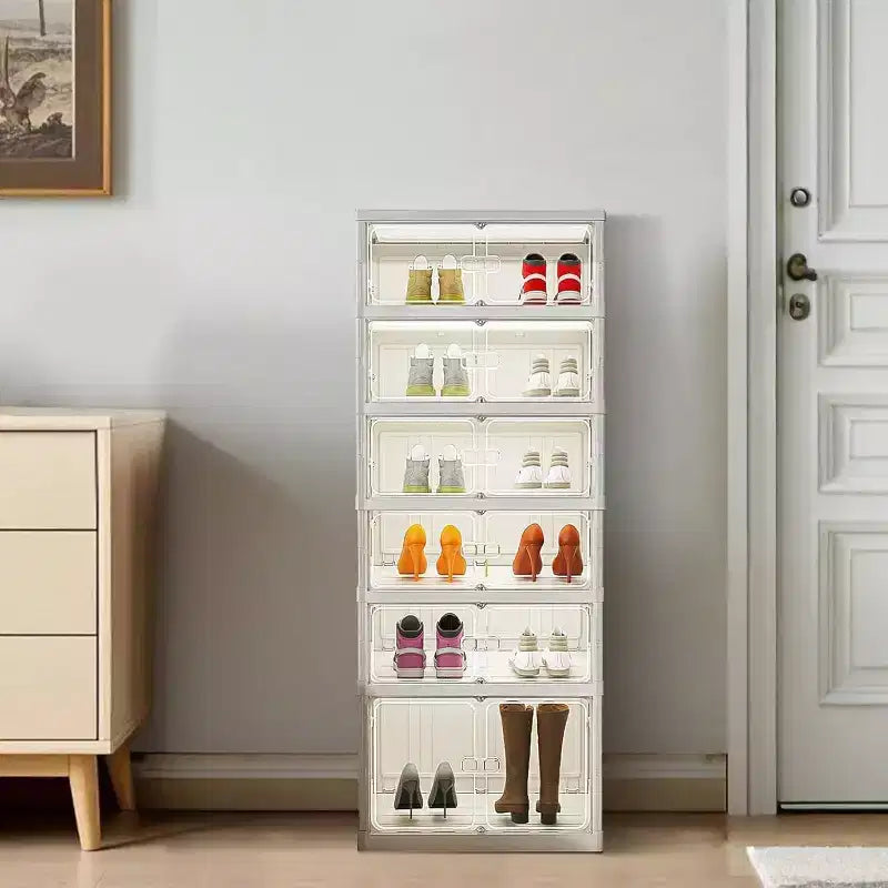 Meuble à chaussures empilable avec portes et roulettes 6 niveaux, 12 paires Idéal pour les couloirs, les salons et les dressings