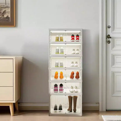 Meuble à chaussures empilable avec portes et roulettes 6 niveaux, 12 paires Idéal pour les couloirs, les salons et les dressings