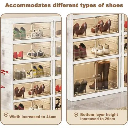 Meuble à chaussures empilable avec portes et roulettes 6 niveaux, 12 paires Idéal pour les couloirs, les salons et les dressings