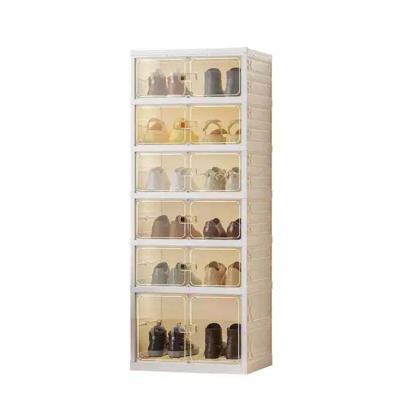 Meuble à chaussures empilable avec portes et roulettes 6 niveaux, 12 paires Idéal pour les couloirs, les salons et les dressings