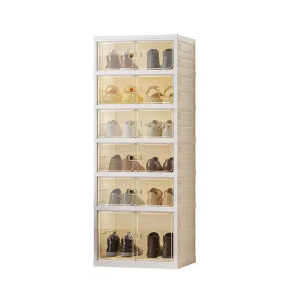 Meuble à chaussures empilable avec portes et roulettes 6 niveaux, 12 paires Idéal pour les couloirs, les salons et les dressings