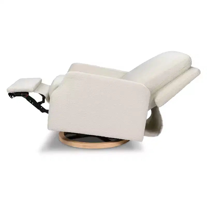 Fauteuil inclinable et pivotant Namesake Crewe Electronic - Bouclé ivoire avec base en bois clair