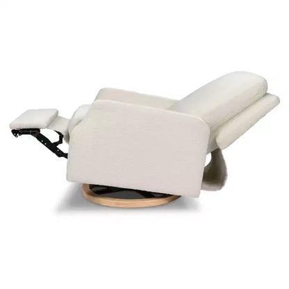 Fauteuil inclinable et pivotant Namesake Crewe Electronic - Bouclé ivoire avec base en bois clair