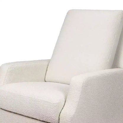 Fauteuil inclinable et pivotant Namesake Crewe Electronic - Bouclé ivoire avec base en bois clair