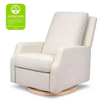 Fauteuil inclinable et pivotant Namesake Crewe Electronic - Bouclé ivoire avec base en bois clair