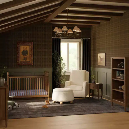 Fauteuil inclinable et pivotant Namesake Crewe Electronic - Bouclé ivoire avec base en bois clair