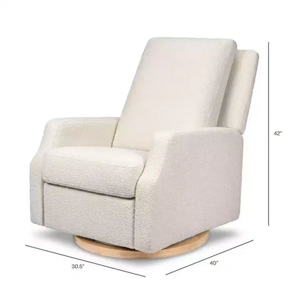 Fauteuil inclinable et pivotant Namesake Crewe Electronic - Bouclé ivoire avec base en bois clair