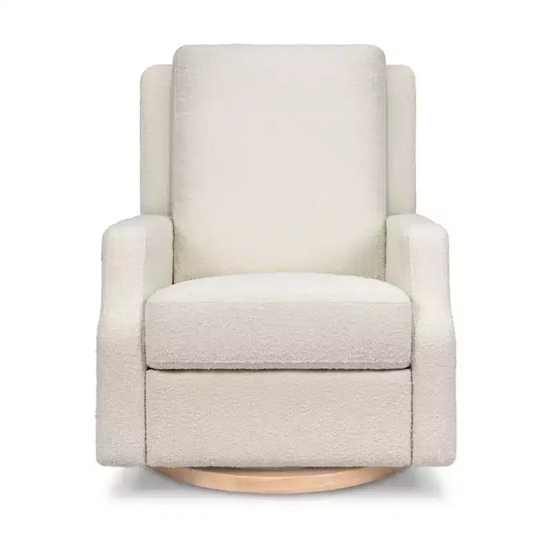 Fauteuil inclinable et pivotant Namesake Crewe Electronic - Bouclé ivoire avec base en bois clair