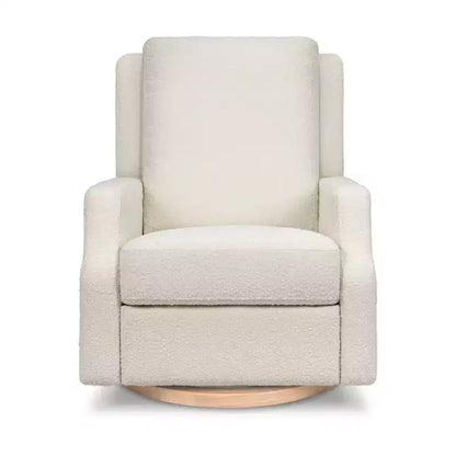 Fauteuil inclinable et pivotant Namesake Crewe Electronic - Bouclé ivoire avec base en bois clair
