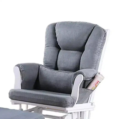 Fauteuil inclinable manuel Royal Hampton Glider avec pouf carré, bois blanc, gris
