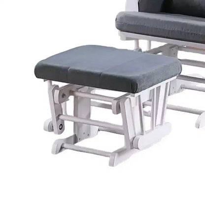Fauteuil inclinable manuel Royal Hampton Glider avec pouf carré, bois blanc, gris