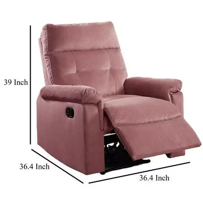 Fauteuil inclinable manuel Royal Hampton, velours rose capitonné