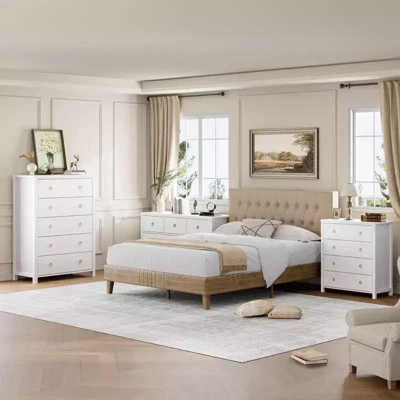 Commode de chambre à coucher, commode de rangement de 94 cm de haut pour placard avec 4 tiroirs, meuble de rangement pour vêtements pour chambre à coucher, salon