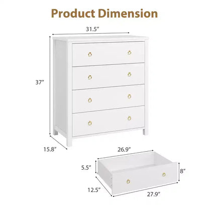 Commode de chambre à coucher, commode de rangement de 94 cm de haut pour placard avec 4 tiroirs, meuble de rangement pour vêtements pour chambre à coucher, salon