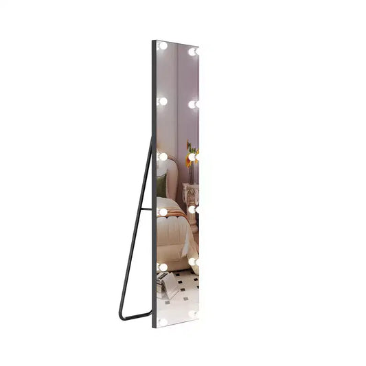 Right-angle full-length mirror with stand, floor mirror, aluminum alloy frame, can be installed upright or wall-mounted.