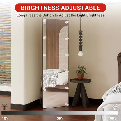 Miroir pleine longueur à angle droit avec support, miroir sur pied, cadre en alliage d'aluminium, peut être installé droit ou fixé au mur.