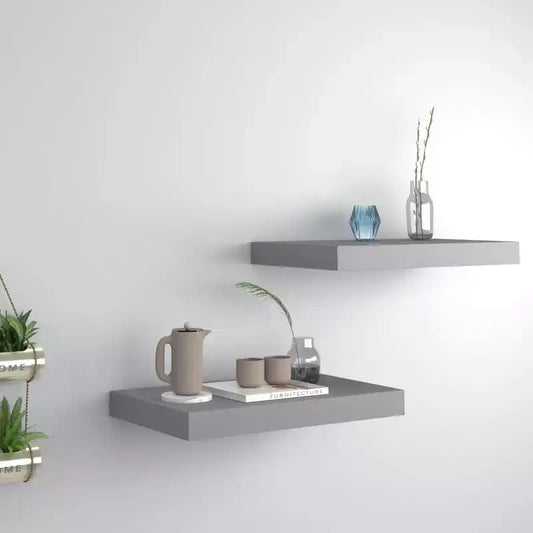 Floating Wall Shelves 2 pcs Gray 15.7x9.1x1.5 MDF