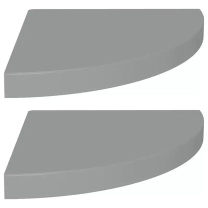 Lot de 2 étagères d'angle petites gris alvéolé MDF, métal
