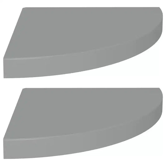 Lot de 2 étagères d'angle petites gris alvéolé MDF, métal