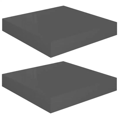 Étagère murale, lot de 2, gris brillant, nid d'abeille MDF, métal