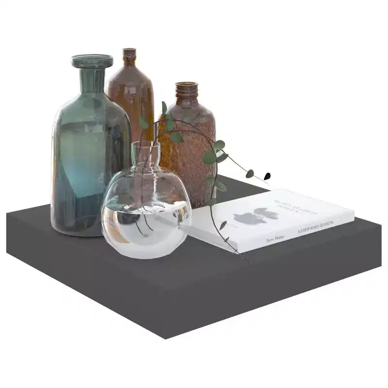 Étagère murale, lot de 2, gris brillant, nid d'abeille MDF, métal