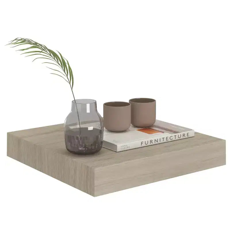 Ensemble de 2 étagères murales nid d'abeille en MDF chêne, métal 23,1 x 23,6 x 3,8 cm