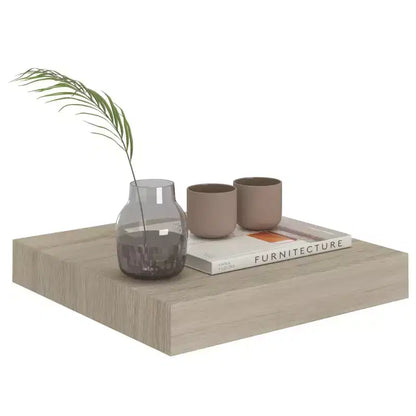 Ensemble de 2 étagères murales nid d'abeille en MDF chêne, métal 23,1 x 23,6 x 3,8 cm