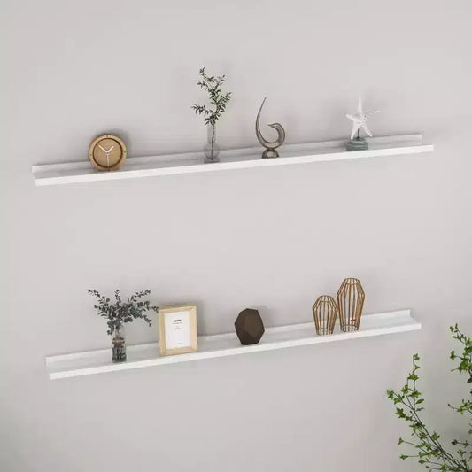 Wall Shelf Set of 2 High gloss white MDF