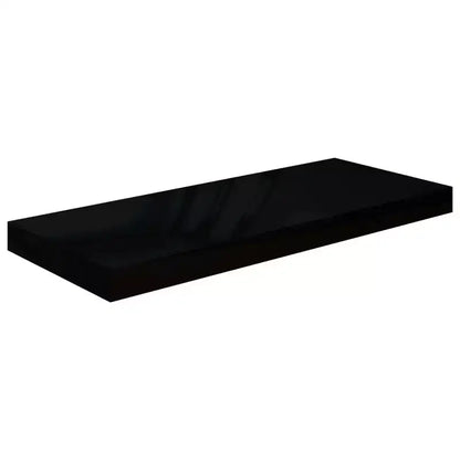 Étagère murale, lot de 2, noir brillant, MDF alvéolé, métal, moyenne