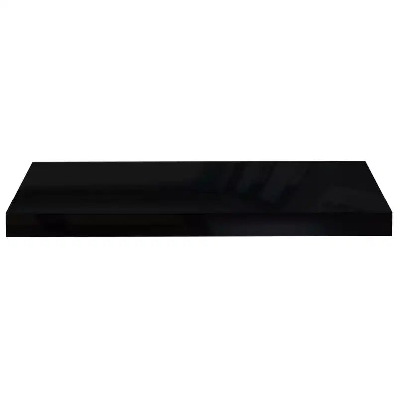 Étagère murale, lot de 2, noir brillant, MDF alvéolé, métal, moyenne