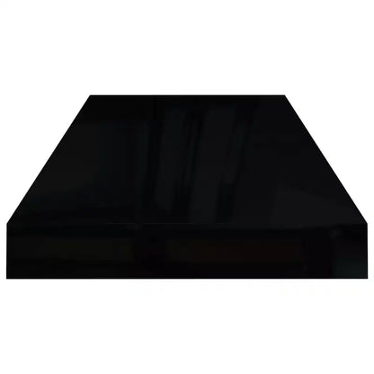 Étagère murale, lot de 2, noir brillant, MDF alvéolé, métal, moyenne