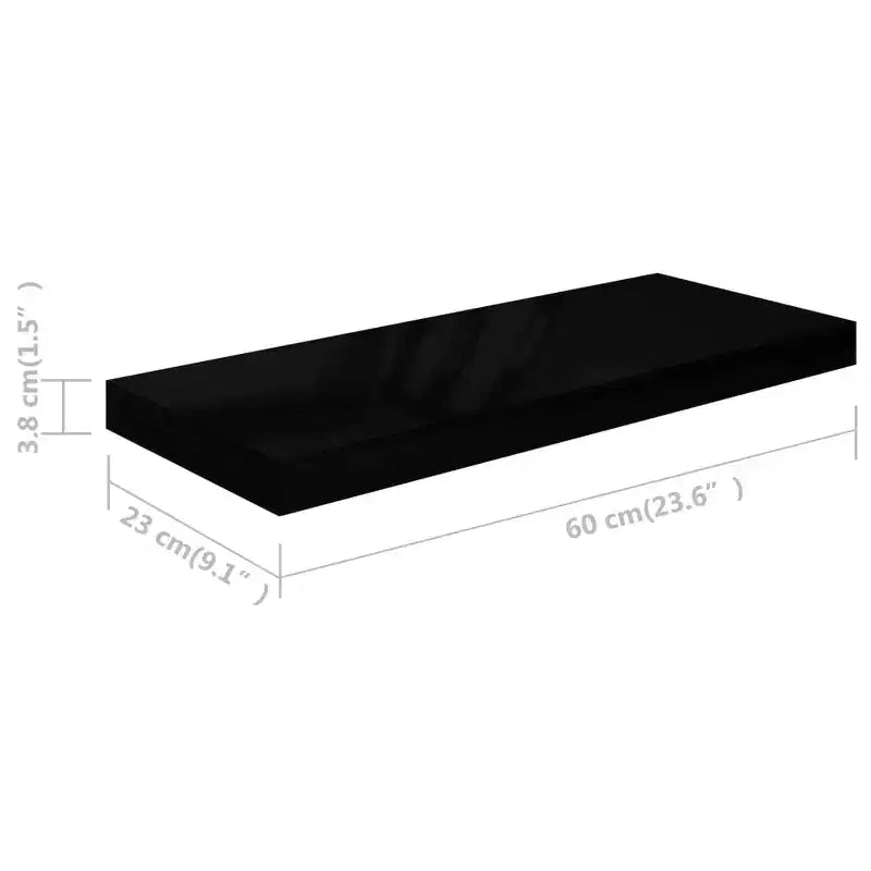 Étagère murale, lot de 2, noir brillant, MDF alvéolé, métal, moyenne