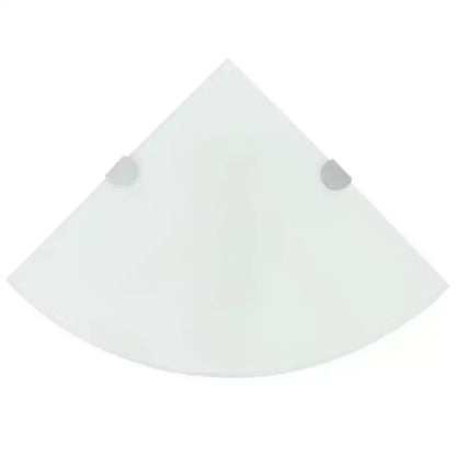 Corner Shelf Set of 2 White Tempered glass 9.8 x 9.8 in