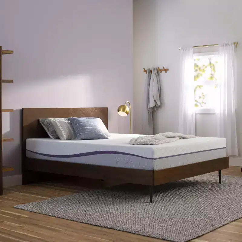 Matelas PurplePlus 11 en mousse à mémoire de forme mi-ferme avec 2 grilles GelFlex, blanc
