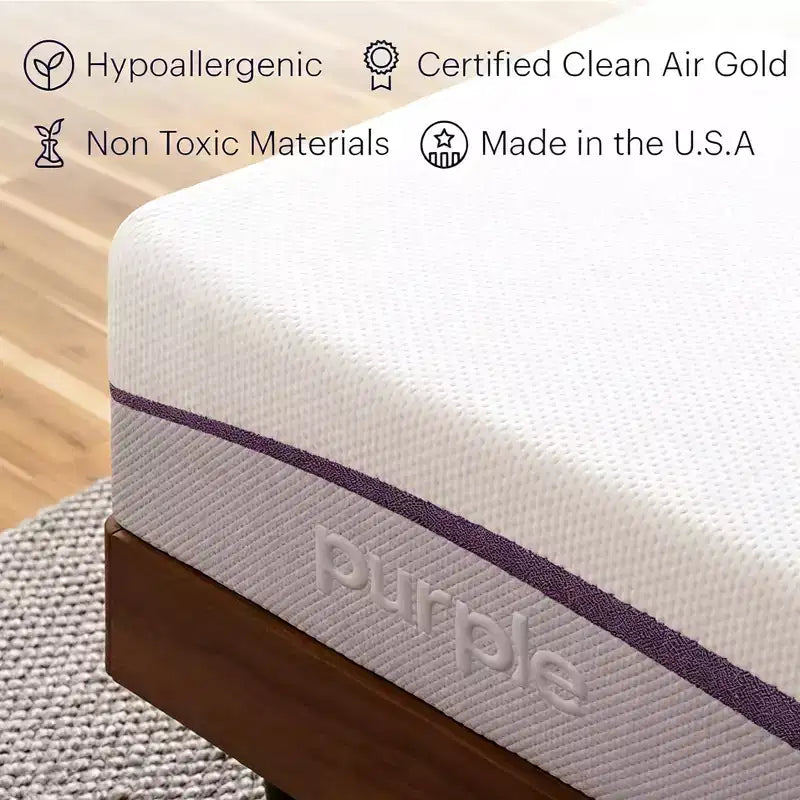 Matelas PurplePlus 11 en mousse à mémoire de forme mi-ferme avec 2 grilles GelFlex, blanc