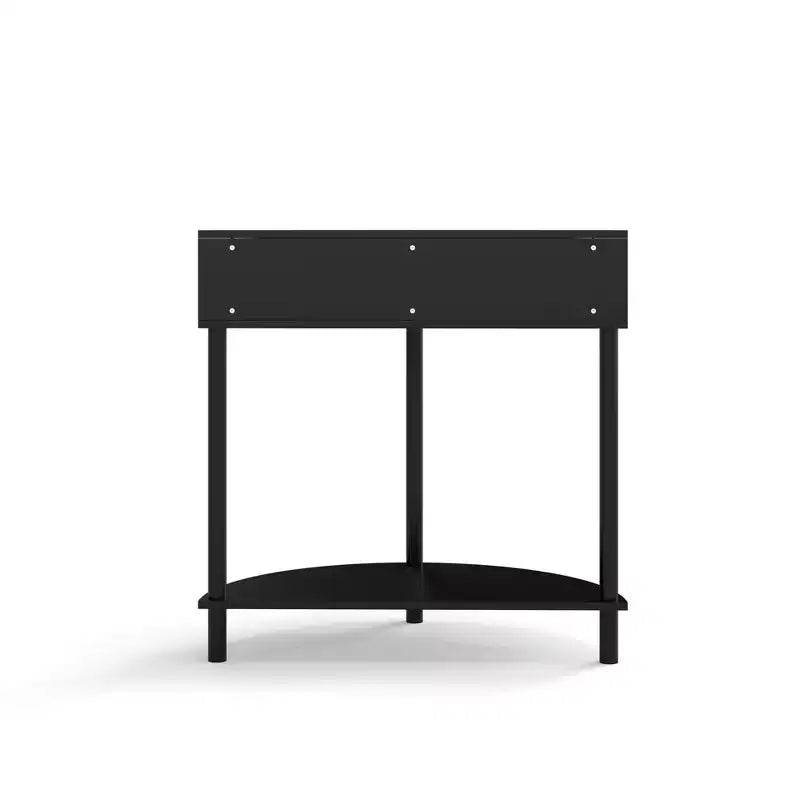 Console demi-lune Homy Casa avec porte en rotin, meuble de rangement d'entrée