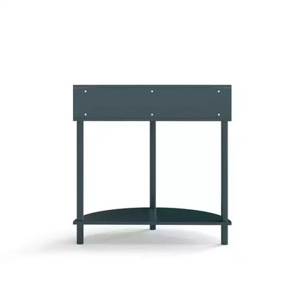 Console demi-lune Homy Casa avec porte en rotin, meuble de rangement d'entrée
