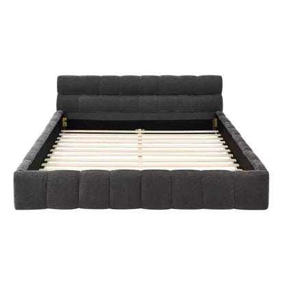Lit plateforme rembourré Homy Casa avec tête de lit capitonnée, pour chambre à coucher ou chambre d'amis