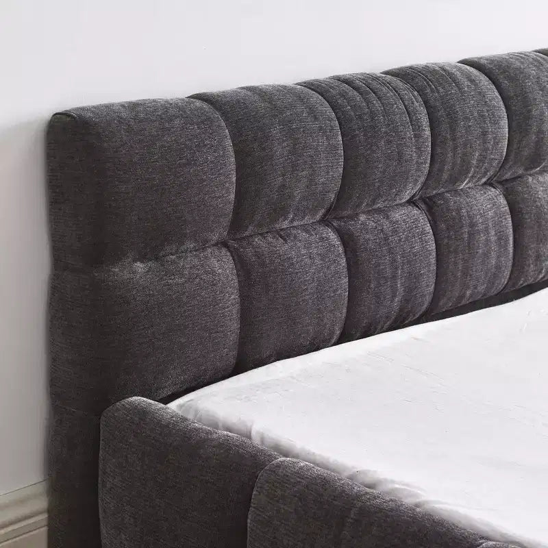 Lit plateforme rembourré Homy Casa avec tête de lit capitonnée, pour chambre à coucher ou chambre d'amis