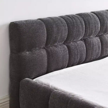 Lit plateforme rembourré Homy Casa avec tête de lit capitonnée, pour chambre à coucher ou chambre d'amis