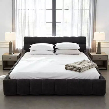 Lit plateforme rembourré Homy Casa avec tête de lit capitonnée, pour chambre à coucher ou chambre d'amis