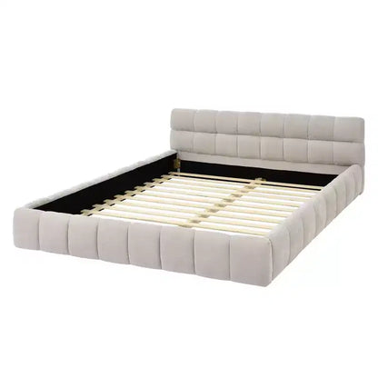 Lit plateforme rembourré Homy Casa avec tête de lit capitonnée, pour chambre à coucher ou chambre d'amis