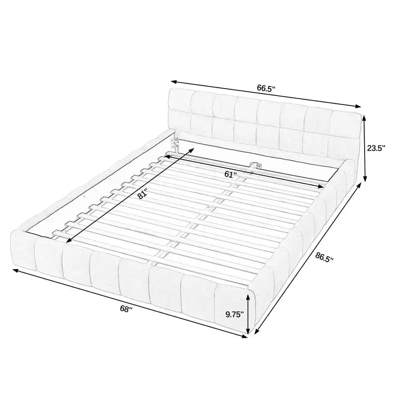 Lit plateforme rembourré Homy Casa avec tête de lit capitonnée, pour chambre à coucher ou chambre d'amis