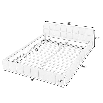 Lit plateforme rembourré Homy Casa avec tête de lit capitonnée, pour chambre à coucher ou chambre d'amis