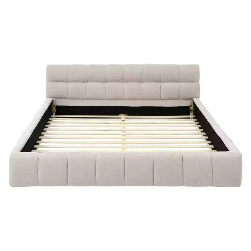 Lit plateforme rembourré Homy Casa avec tête de lit capitonnée, pour chambre à coucher ou chambre d'amis