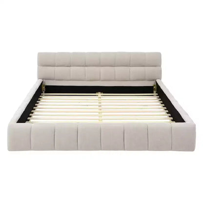 Lit plateforme rembourré Homy Casa avec tête de lit capitonnée, pour chambre à coucher ou chambre d'amis