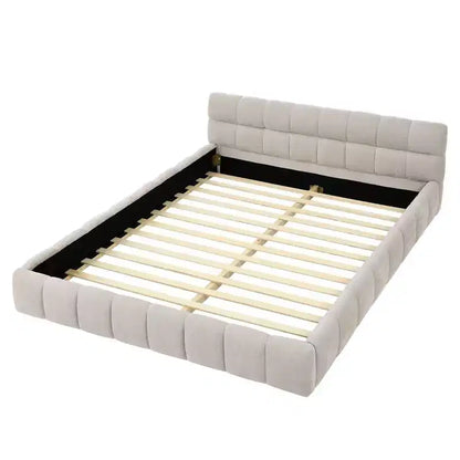 Lit plateforme rembourré Homy Casa avec tête de lit capitonnée, pour chambre à coucher ou chambre d'amis