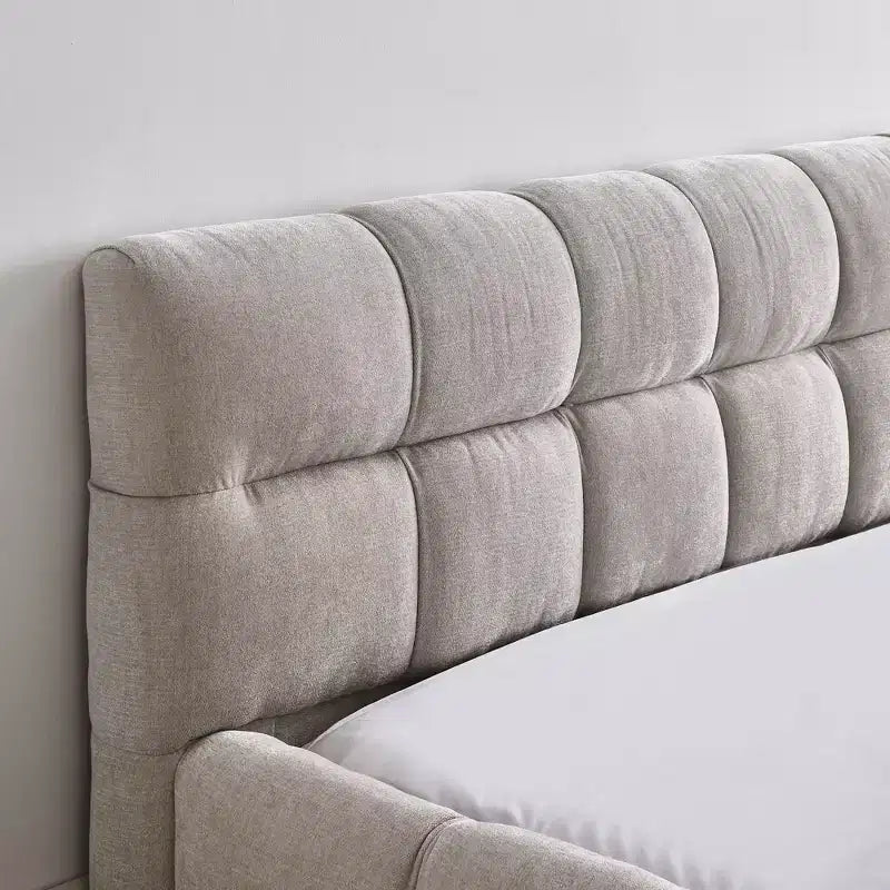 Lit plateforme rembourré Homy Casa avec tête de lit capitonnée, pour chambre à coucher ou chambre d'amis