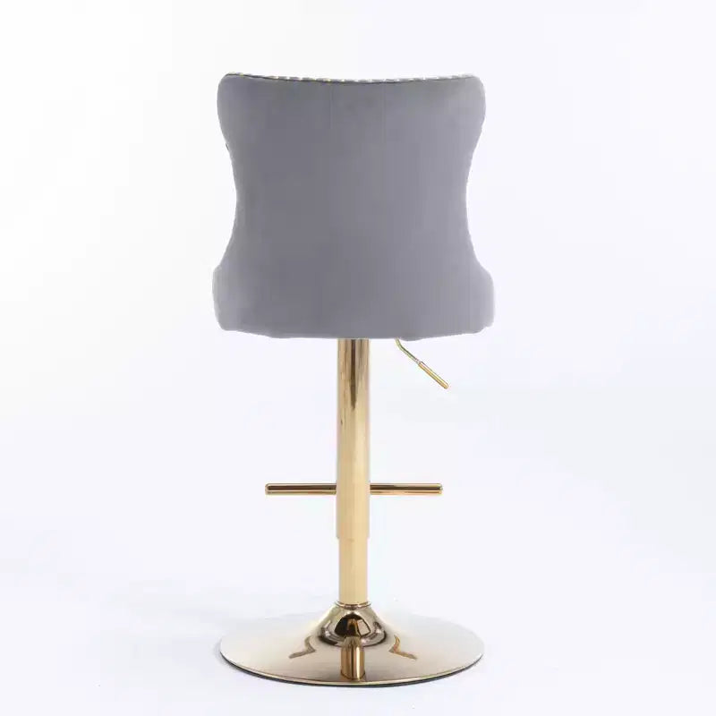 Lot de 2 tabourets de bar pivotants en velours Okak à hauteur réglable, tabourets de bar modernes rembourrés avec base dorée pour pub à la maison